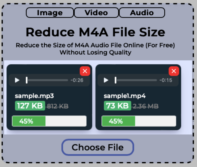 Size of multiple M4A audio files getting reduced