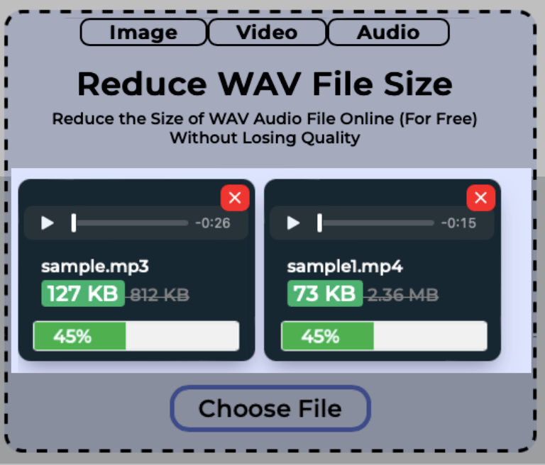 Size of multiple WAV audio files getting reduced