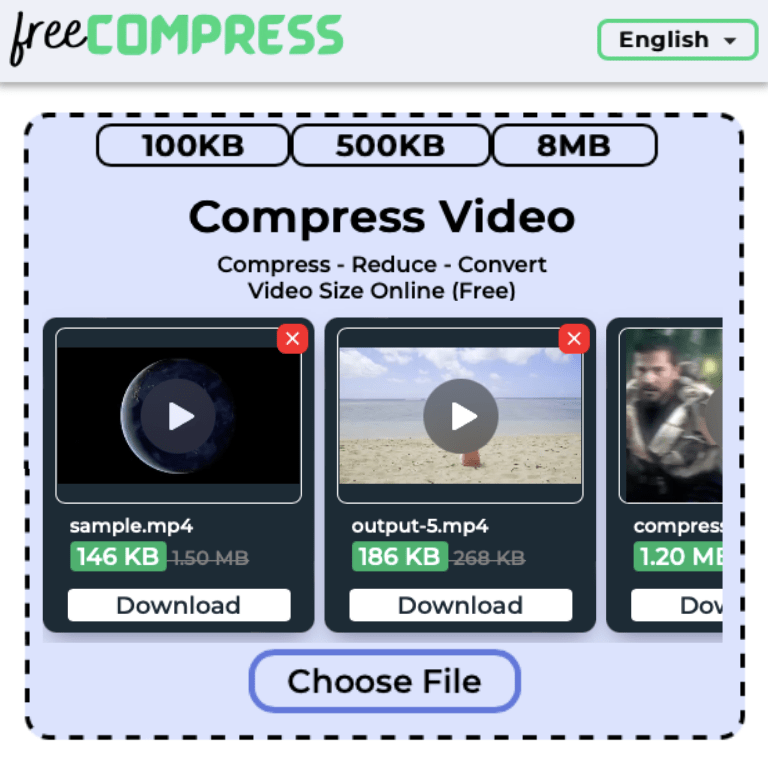 Compress Video to 100KB Online with FreeCompress
